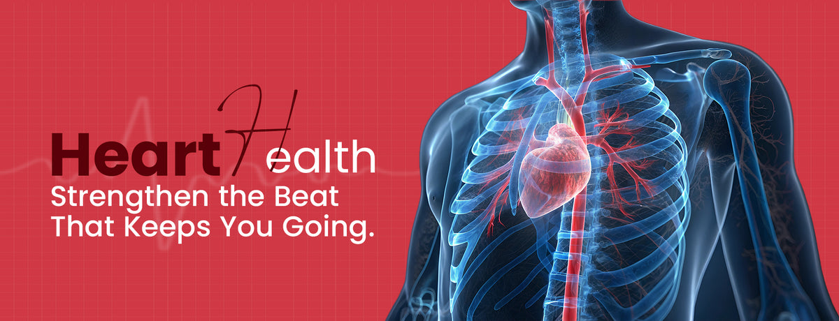 Heart health supplements for active and healthy heart. Banner